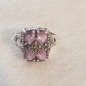 Sterling Silver Amethyst Gemstone Ring Size 7